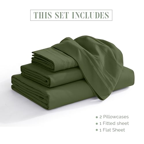 Image of Elegant Comfort Luxurious 1500 Premium Hotel Quality Microfiber 4-Piece Sheet Set, 18-24 Inches Deep - Extra Deep Pocket Sheets - Ultra Soft 4PC Deep Pocket Sheets, Full, Sage /Green