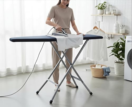 Image of SD STANDLONE Premium Foldable Ironing Board with Iron Rest & Adjustable Height | Heavy-Duty Steel Frame | Heat-Resistant Padded Cover | Stable Non-Slip Legs | Space-Saving Design for Home Use