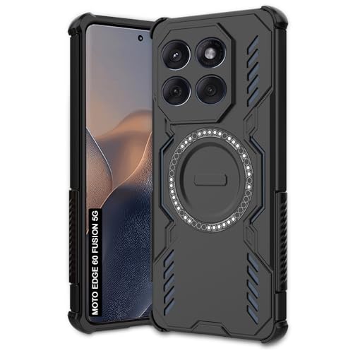 Image of AESTMO Back Case Cover for Motorola Moto Edge 60 Fusion 5G | Magnetic Case with Built-in Metal Ring | Compatible with MagSafe Accessories | Shockproof Hybrid (PC + TPU, Black)