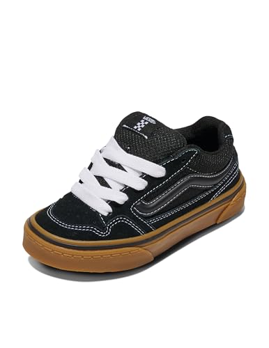 Vans Youth Caldrone Shoe | Boys' & Girls' Low-Top Fashion Sneakers, Chunky Retro-Inspired Style, Suede Mesh Black/Gum, 3.5