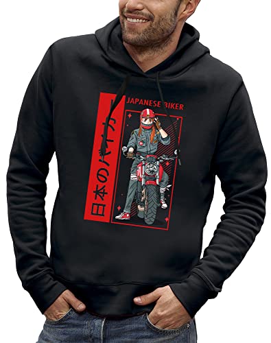 Sweat à capuche Japanese Biker résistant au vent pour motard fan de manga japonais