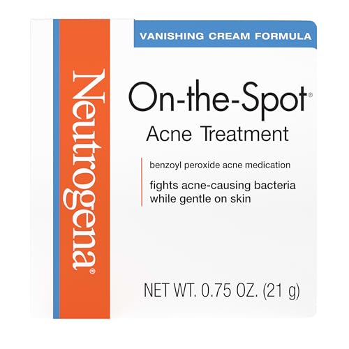 Neutrogena On-The-Spot Acne Spot Treatment Cream with 2.5% Benzoyl Peroxide, Gentle Face Blemish Medicine for Acne-Prone Skin, Vanishing Formula, Clinically Proven Day-1 Results, 0.75-Ounce Tube