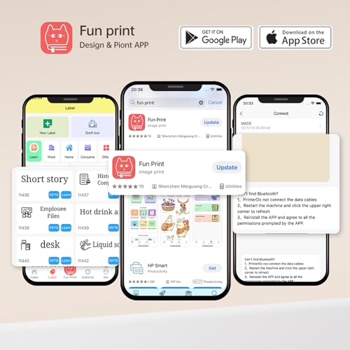cabaro Mini Drucker Aufkleber Drucker Fotodrucker mit 3 Rollen Bluetooth Thermodrucker für Lernen, Studiennotizen, Anatomische Diagramme, Fotos