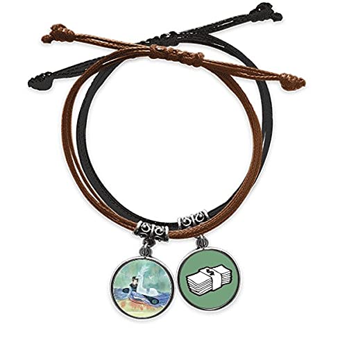 Pulsera cuerda mano cadena cuero dinero amuleto ciervo blanco retro