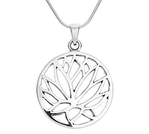 Preisvergleich Produktbild TreasureBay 925 Sterling Silber Lotus Blume Anhänger Damen Halskette Anhänger