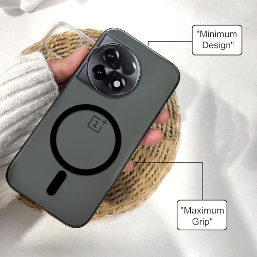 Image of COLORflow Back Cover Compatible with OnePlus 11R 5G | Black Crystal Clear | MAG-Safe | Slim Soft Touch Case with Anti-Slip Grip & Camera Protection