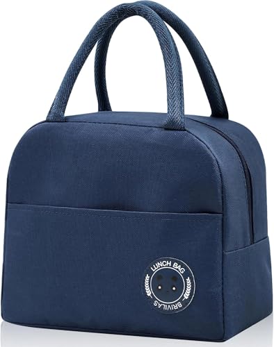 TIECHI Insulated Lunch Bag for Men & Women - Leakproof Lunch Box for Cooling/Warming, Portable & Small Lunch Bag for Work, Picnic, Travel - Navy Blue