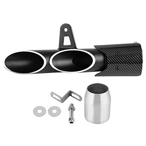 Suuonee Motorized Exhaust Terminal, Universal Glossy Black 51mm Motorcycle Slip on Exhaust Muffler Rear Pipe Tailpipe