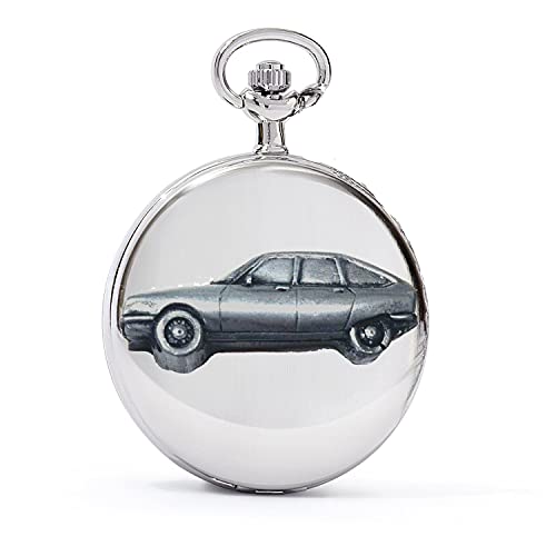 Montre gousset quartz homme voiture française classique boîtier argent poli GS ref48