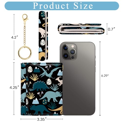 Image of Jogjam Womens Wallet, Dinosaur Small Slim RFID Blocking Card Wallets, Cute Trifold PU Leather Card Holder Wallet Organizer, Mini Pocket Cash Wallet with 7 Card Slots ID Window for Girls Ladies