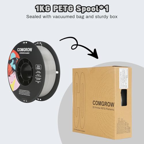 Image of Comgrow PETG 3D Printer Filament 1.75mm, High Precision and Tough 3D Printer Filament 2kg (4.4LBS), Dimensional Accuracy + /- 0.02 mm, Fit Most 3D Printers Gey + Grey
