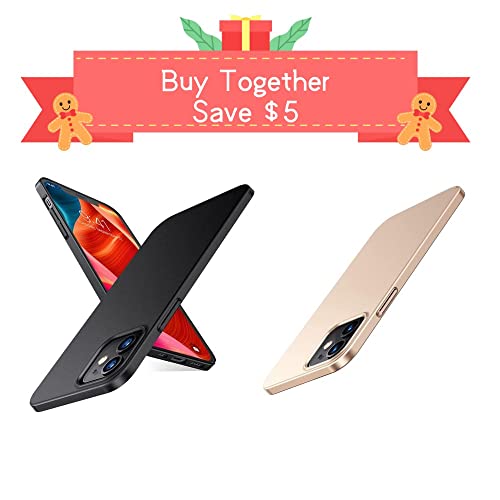 TORRAS [Upgrade Warranty][1 Gold + 1 Black] Slim Fit iPhone 12 Mini Case