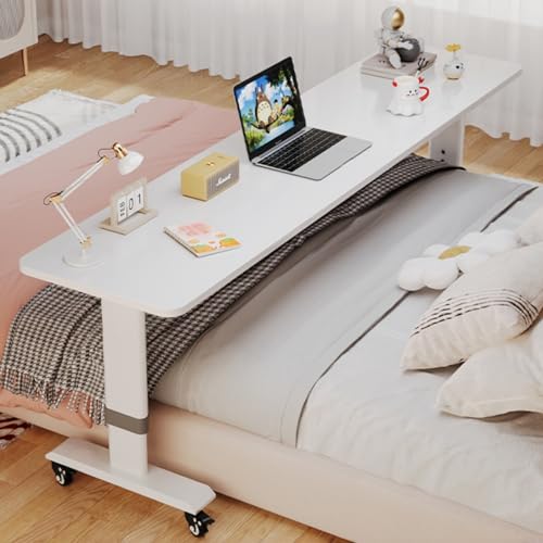Table de lit à roulettes de 120 cm bureau mobile réglable en hauteur