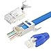 VCELINK (2ª Gen) Connettori RJ45 Cat7 Cat6A Passante Plug RJ45 Per Cavo di Rete Cat7 Cat6A Schermato Con Ausilio per Infilatura e Protezione Antipiega Blu 10 Pezzi