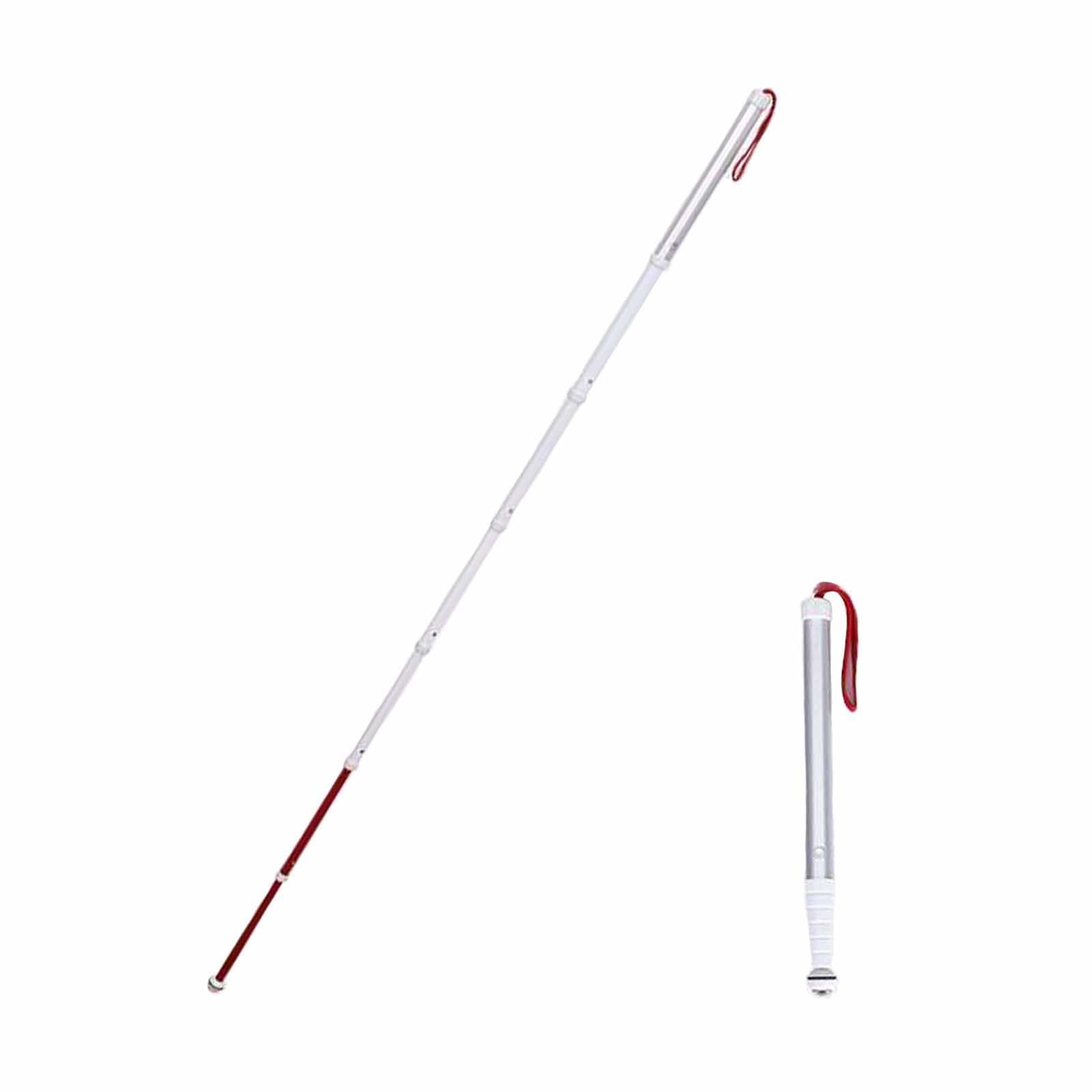 Aluminiowa Składana Trzcinka do Chodzenia, Lekkie Sekcje, Składana Trzcinka do Chodzenia z Czerwoną Taśmą Odblaskową dla Niewidomych i Osób Niepełnosprawnych(Size:7 sections 50.39in)