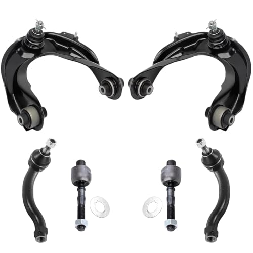 Image of Detroit Axle - Front End Control Arms Kit for Acura 2004-2008 TL, 2 Upper Control Arms with Ball Joint 4 Outer Inner Tie Rod End Links 2005 2006 2007 Replacement