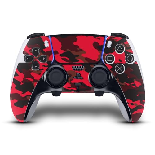 Head Case Designs Rosso Camo Camuffamento Vinile Sticker Gaming Pelle Adesivo Compatibile con Sony Playstation 5 PS5 DualSense Edge Controller