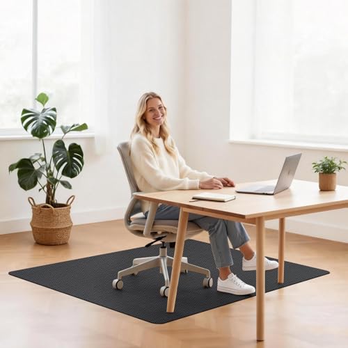 Image of Sycoodeal Chair Mat, 40 inch x 48 inch Office Chair Mat for Hardwood and Tile Floor, Heavy Duty Floor Protector for Rolling Chairs, Non-Slip,Computer Mat for Home Office(Grey)