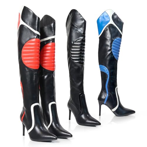 Liliana Women's Over The Knee Boots Side Zip Pointed Toe Stiletto Knee High Boots2