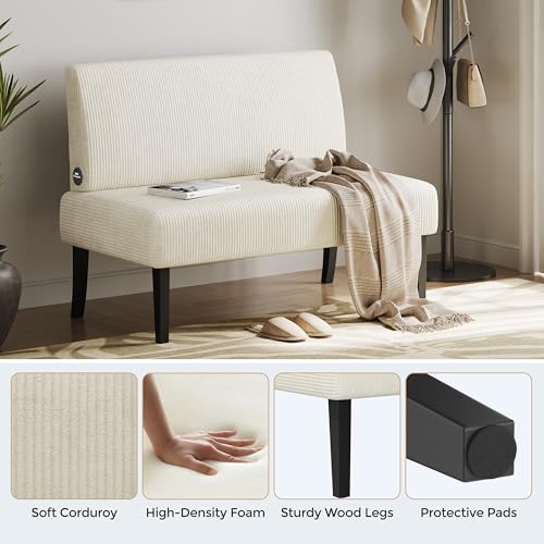 Image of Yaheetech Small Loveseat Armless Sofa Chair with USB Ports, Beige