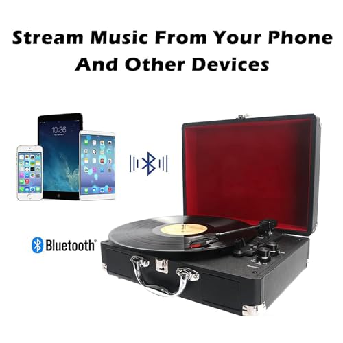 Giradischi vintage Bluetooth in vinile, giradischi retrò a 3 velocità con altoparlanti stereo integrati, adatto a dischi da 33/45/78 giri/min e 7 "/10 "/12 ", nessuna condizione di salto, per regalo