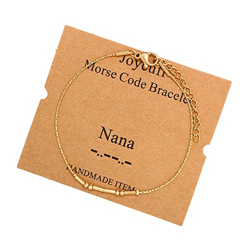Joycuff Nana Gifts For Women Morse Code Bracelets For Women Mother Mom Mothers Day Birthday Christmas Stianless Steel Jewelry Gifts Gold Bracelet #TOP21