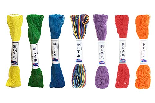 Image of Olympus Sashiko Thread 20m Skein Color Bundles (Bright Rainbow - 7 Pieces)