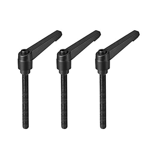 Image of uxcell M8 x 70mm Handle Adjustable Clamping Lever Thread Push Button Ratchet Male Threaded Stud Knobs Locking Rotating Screw Handles Quick Release Bolt Black 3pcs