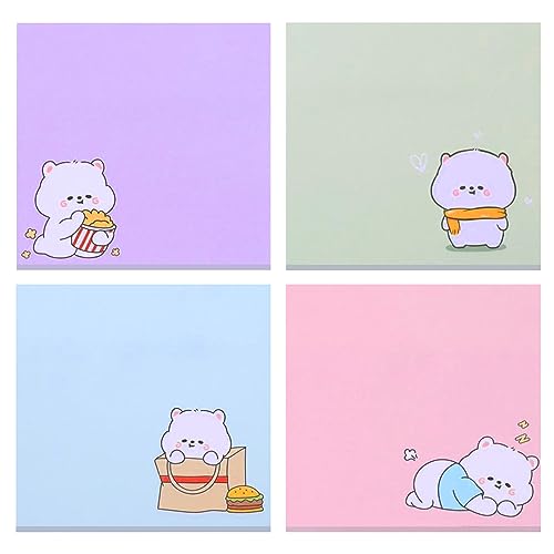 TIESOME Lindos blocs de notas autoadhesivos, paquete de 4 320 hojas de notas adhesivas de animales kawaii, bloc de notas de dibujos animados, marcadores, banderines, bonitos blocs de notas
