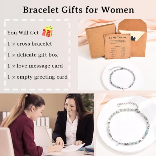 Image of Religious Cross Bracelet for Women Girls, Christian Gifts for Daughter Granddaughter Sister in Christ Friend Niece on Birthday Christmas Easter Valentines Day Graduation
