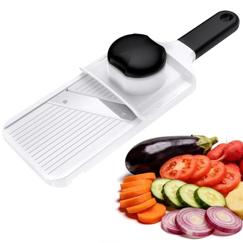 Ibergrif M526 Mandolina De Cocina Ajustable 1 4 Mm, Cortador Patatas Y Verduras Manual Con Protector De Dedos, Bloqueo De Seguridad, Diseño Compacto, Para Verduras Y Frutas