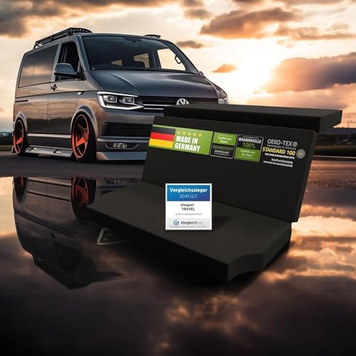 SHOGAZI Auto Matratze für T5 T6 T6.1 | 150 x 190 x 12 cm | Automatratze für VW Multivan & California Beach | Faltbar aus Kaltschaum & 100% Baumwolle (Oeko-TEX®) | Made in Germany | Vergleichssieger