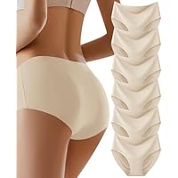 AIVEITE Womens Underwear Full Coverage No Show High Waisted Seamless Ladies Panties 6 Pack (US, Alpha, Medium, Regular, Regular, C-6 Pack beige)