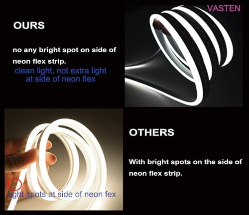 Image of Neon LED Strip Light - LED Neon Strip Light 16.4ft /5m 12V DC,Cut Length 0.39'' /1cm Silicone LED Neon Flexible Strip Light for Indoor Outdoor DYI Signage Decoration (Power Adapter not Included)