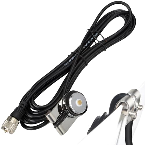 HYS TCJ-N2 Trunk NMO Antenna Mount W/13Ft of RG-58 Coax Cable with PL-259 Connector(UHF-Male) for NMO HF/VHF/UHF Antenna, Universal Lip Mount for Trunks/Hoods-No-Drill Lip Mounts
