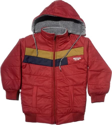Image of Regular Fit Nylon Simple Design Blend Full Sleeve Winter Jacket for Boys