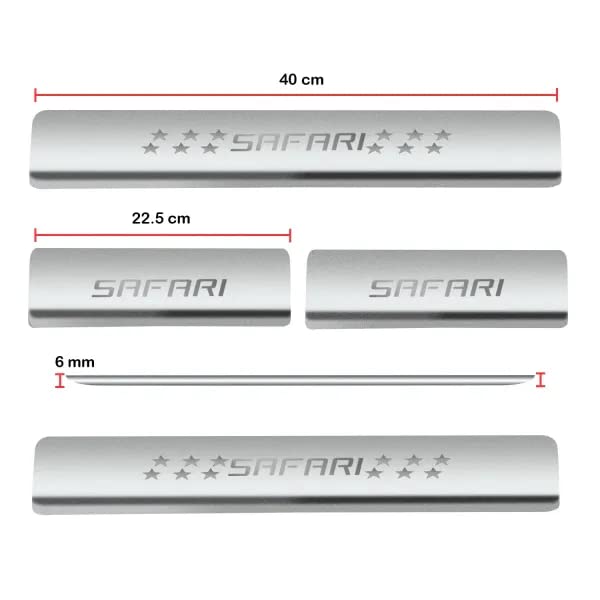 Image of AC Door Sill /Foot Step Stainless Steel Scuff Plate Plates Compatible with Tata Safari 2015-2020 (Set of 4 Pcs)