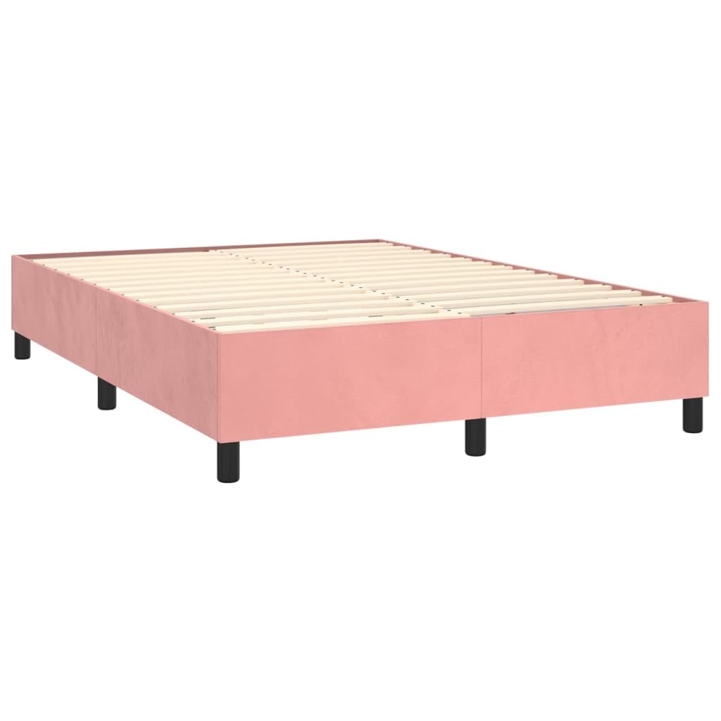 vidaXL Estructura de Cama con Somier, Somier de Matrimonio de Listones, Base de Cama Tapizada, Mueble para Dormitorio Hogar, Terciopelo Rosa 140x190 cm