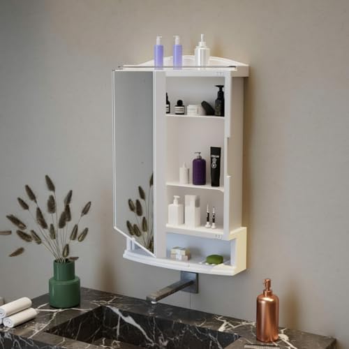 Image of JD FRESH Unbreakable Bathroom Cabinet with Mirror and Large Storage Space /Strong Storage Organiser /Multipurpose Shelf /Wall Mount Mirror Cabinet for Wash Basin /Decorative Prime Look (Big Size, White)