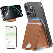 lulaven for Magsafe Wallet with Full Find My Functionality, Strong Magnetic Wallet for iPhone 16/15/14/13/12 Series, Thinnest Card Holder with Adjustable Stand, 6 Cards Holder, Brown