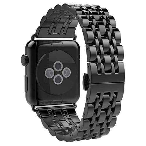 Pulseira Metal 7 Elos compatível com Apple Watch 45mm 44mm 42mm - Marca LTIMPORTS (Preto)