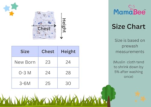 Image of MamaBee Organic Cotton Muslin Button Jabla | Printed Jabla | for Boys & Girls | Soft & Comfortable Baby Products | Sleeveless Vest | Snap Button Jabla |