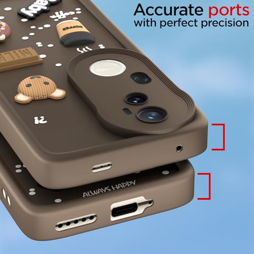 Image of Pikkme Back Cover for Vivo T4 Ultra 5G | Cute Fun Cartoon 3D Bear Silicone Full Body Protection Bumper Case (Brown)