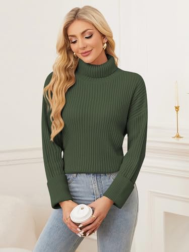 Image of ZAFUL Womens Turtleneck Pullover Sweater Casual Loose Ribbed Knit Long Sleeve Chunky Jumper Tops