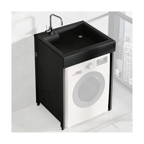 GOCHUSX Freestanding Sink, Commercial Hand Wash Station With Drain Kit, Floor Mounted Bathroom Sink For Business And Home Use(Black,80x70x102cm)