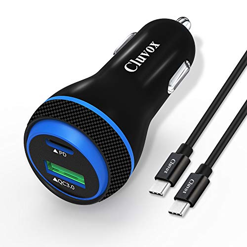 Cluvox Fast USB C Car Charger, 25W PPS PD&18W QC 3.0 Super Fast Automobile Charger Compatible for Samsung Galaxy S21/Note 20/10/S20/Plus/Ultra/S10/A71 5G, Google Pixel Rapid Car Adapter-3.3ft Cord