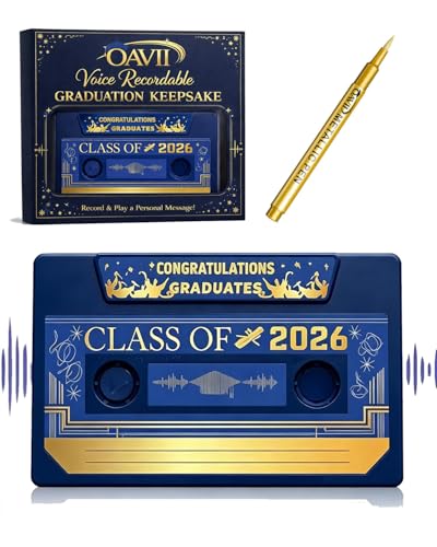 Voice Recordable Graduation Greeting Card for Class of 2026, Retro Cassette Tape Audio Keepsake, 2026 Graduation Music Note for Talking Greeting Card, Personalized Graduation Gift Memory Recorder