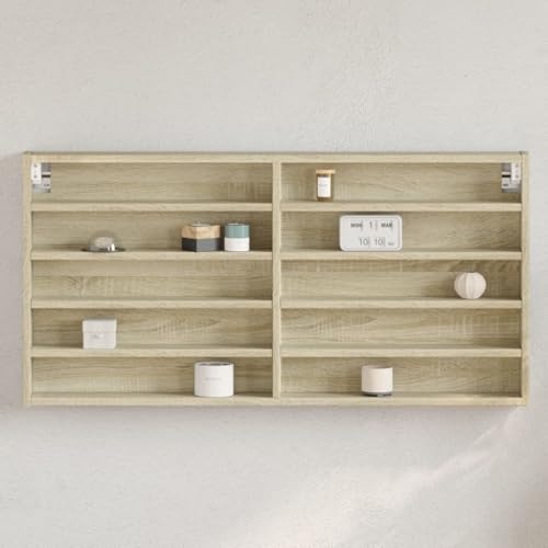 Homgoday Vitrina colgante de pared de madera de colgante para salón dormitorio roble sonoma 100
