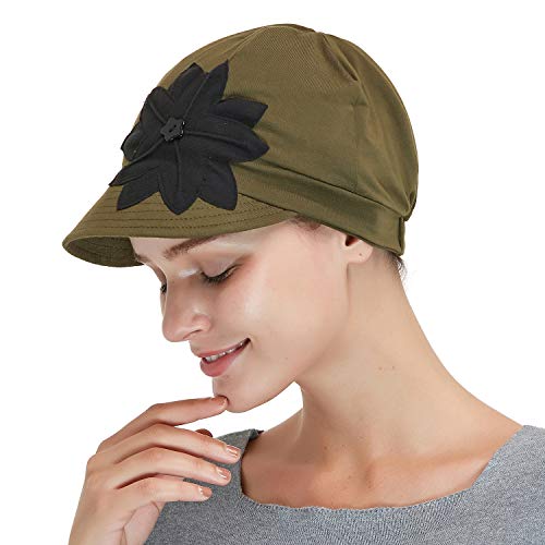 Bamboo Fashion Hat For Woman Daily Use With Brim Visor, Hats For Cancer Chemo Patients Women (Green Olive) #TOP3