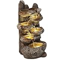 TITIMO 6-Tier Cascading Rock Water Fountain Outdoor Garden Waterfall with Lights,Fountain Indoor Decor for Garden, Patio, Backyard, Deck, Porch and Home Art Decor (Smal)